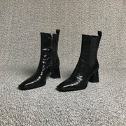 Chic Square Toe Chunky Heel Boots