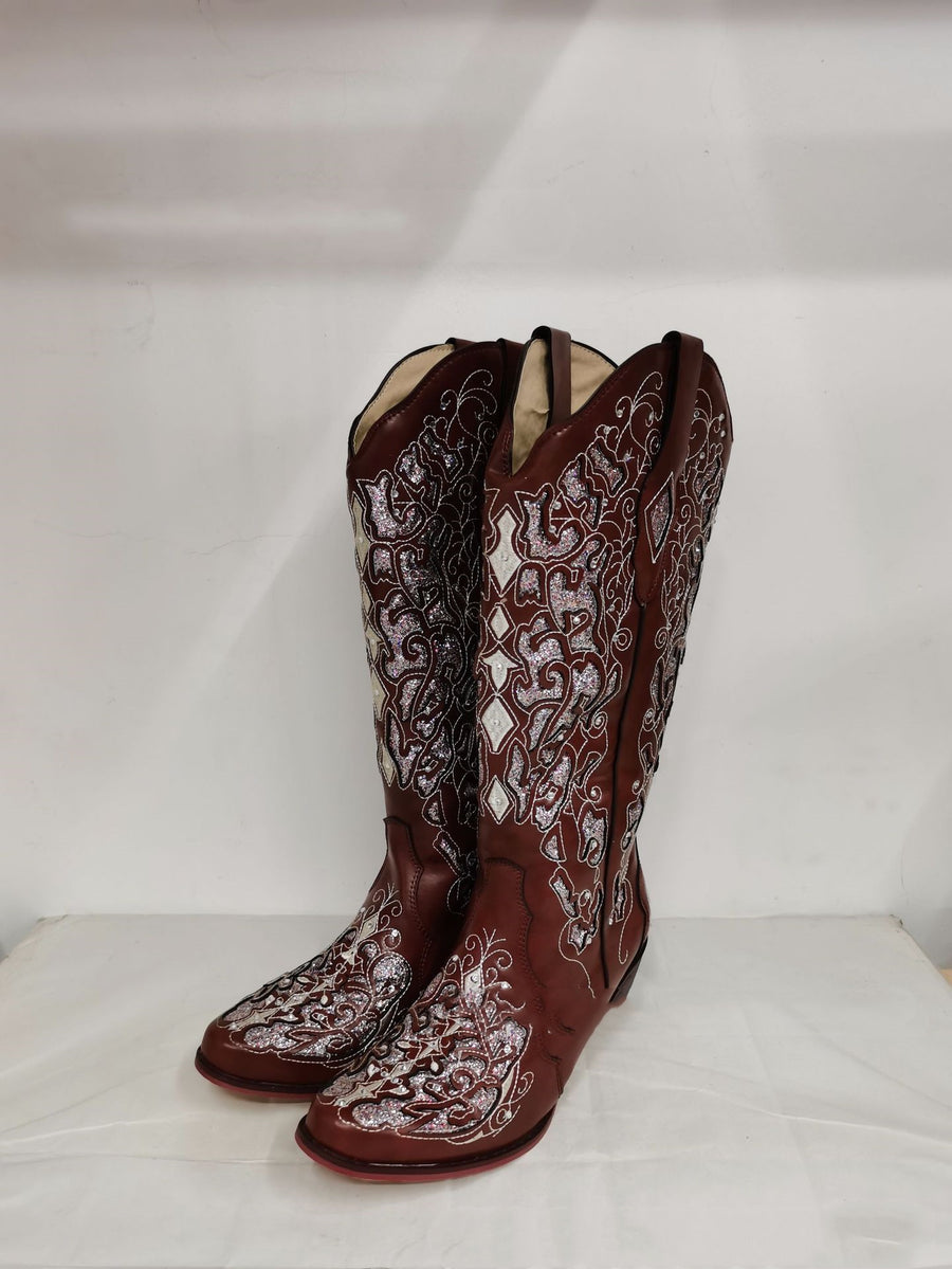 Elegant Rhinestone Cutout Boots