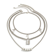 Trendy Cool Lock & Cubes Necklace
