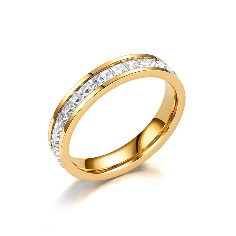 Chic Stainless Steel Rhinestone Ring