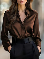 Elegant Satin Long Sleeve Blouse