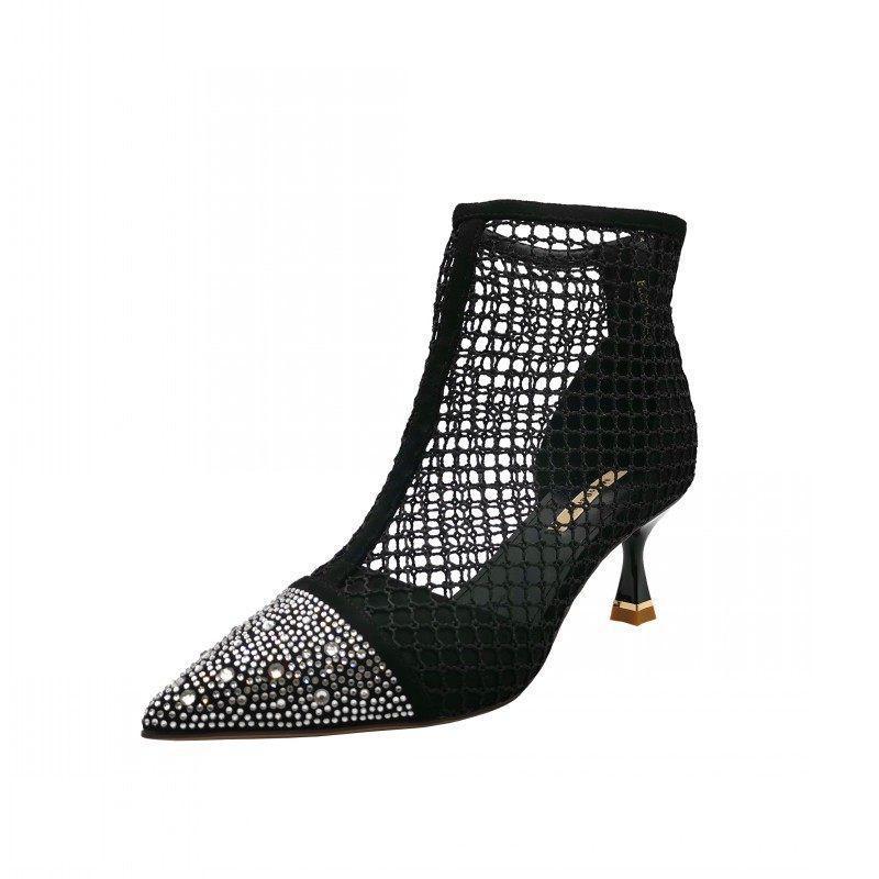 Chic Breathable Mesh Heel Boots