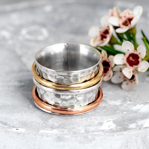 Vintage Turquoise Plated Tri-Color Beautiful Ring with Unique Design