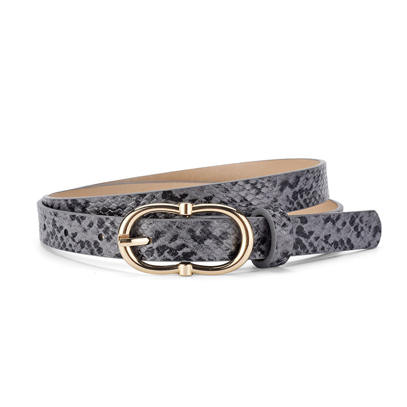 Simple And Versatile Snake Print Leather Belt