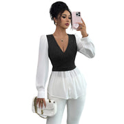 Elegant Stitching Long Sleeve Vest Top