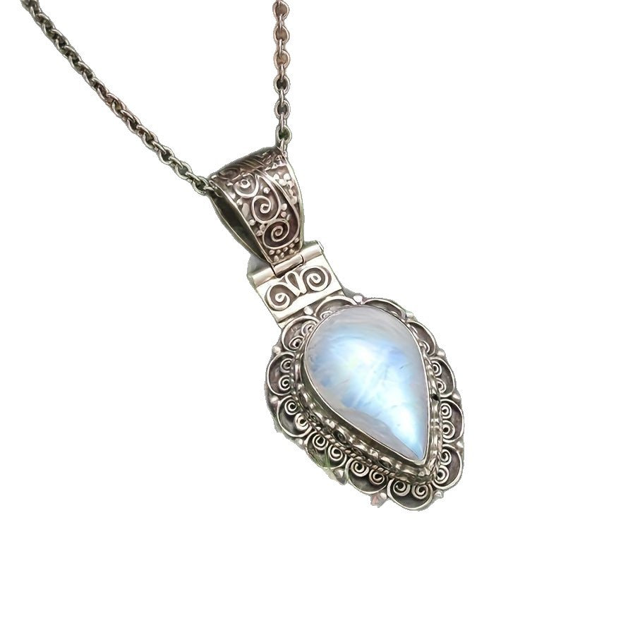 Vintage-Style Victorian Moonstone Drop Necklace