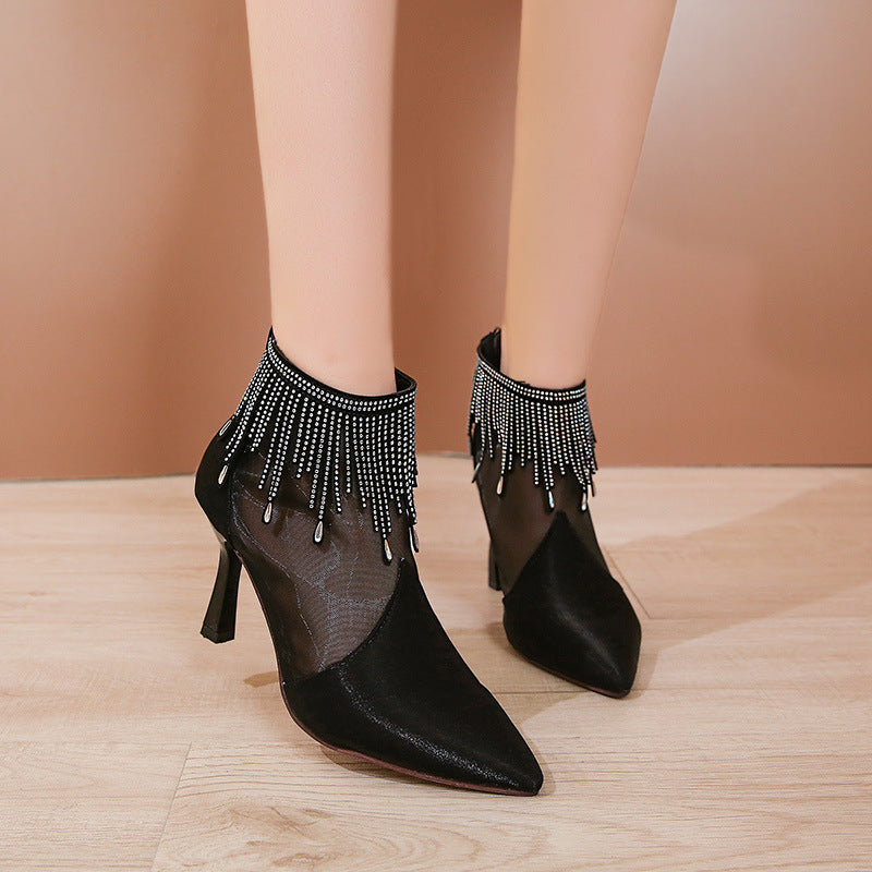 Sexy Mesh High Heel Boots