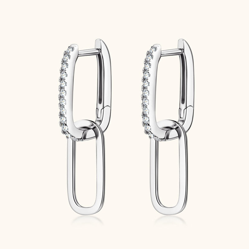 Double Ring Business-style Moissanite Earrings
