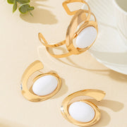 Exaggerated Geometric Trend Irregular Retro Circle Stud Earrings