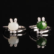 Chic Jade Bunny Adjustable Ring
