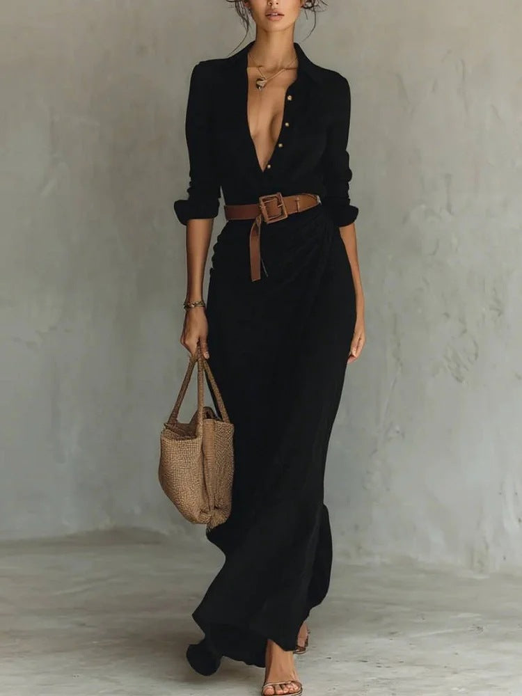 Irregular Unique Long Dress With Belt