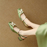 Chic French Retro Square Toe Heels