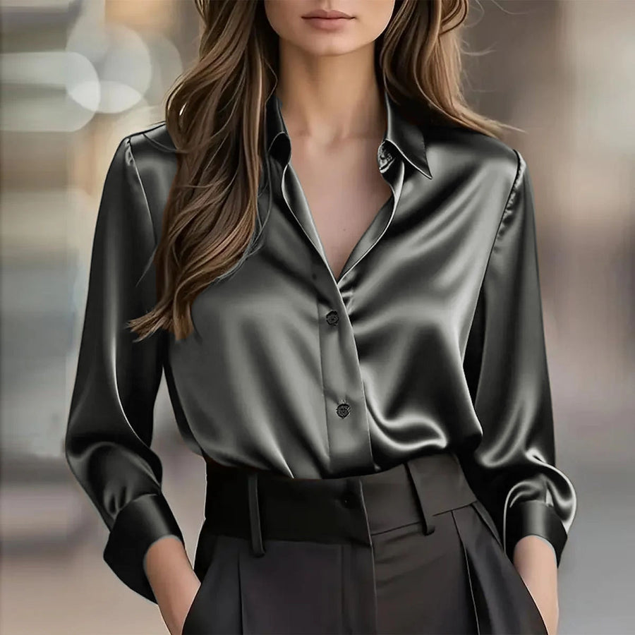 Elegant Satin Long Sleeve Blouse