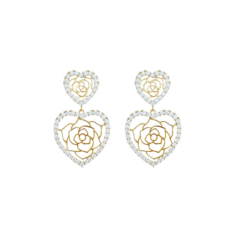 Heart-shaped Rose Earrings