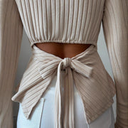Long-sleeve Bottoming Shirt With Hollowed-out Back And Long Sleeves