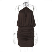 French-style Beautiful Backless Halter Dress