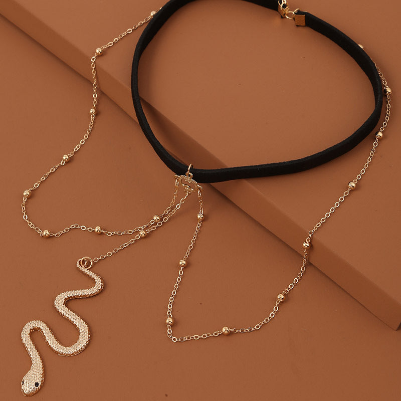 Bohemian Snake Pattern Gold Color Metal Beaded Thigh Chain
