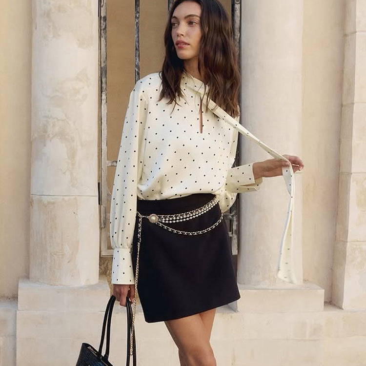 Printed Elegant Long-Sleeve Top
