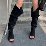 Bold Zipper High Heel Boots
