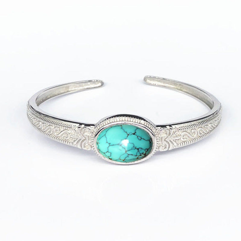 Silver Plated Retro with Turquoise Stone Bracelet
