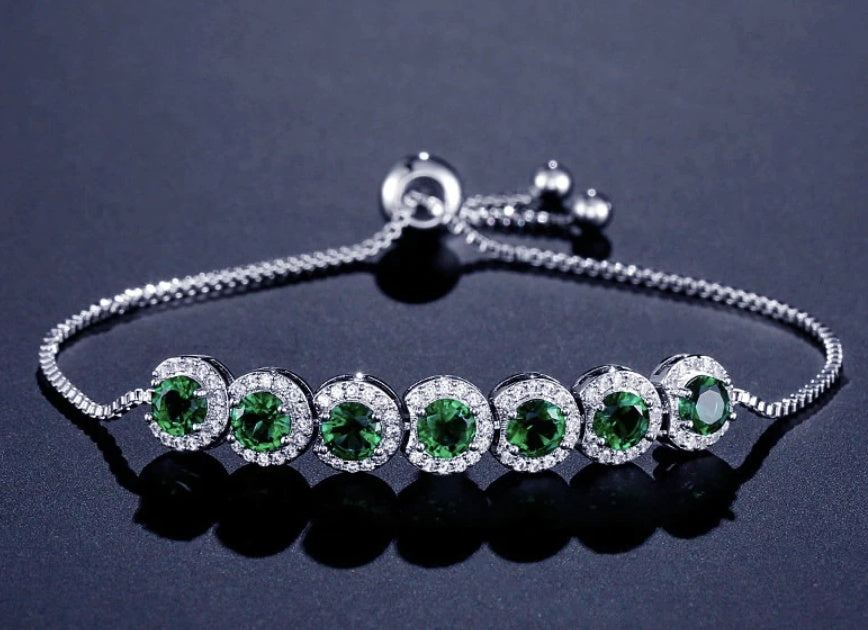 Emerald Zircon French Adjustable Bracelet