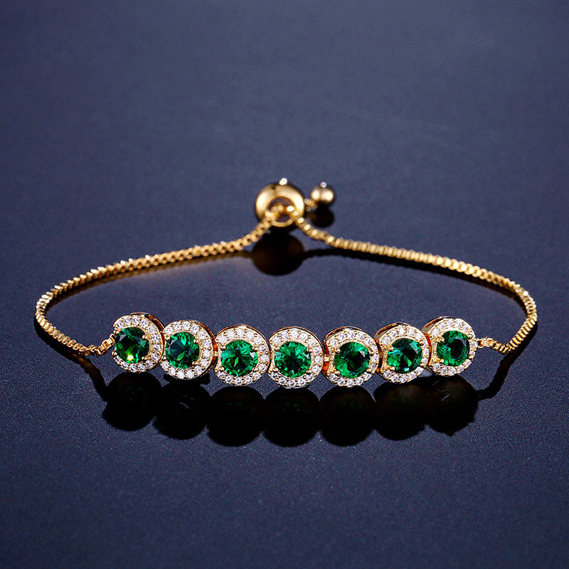 Emerald Zircon French Adjustable Bracelet