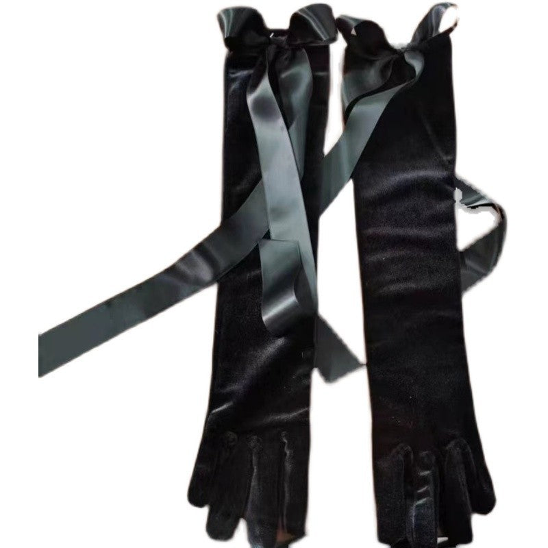 French Sexy Retro Audrey Hepburn High-end Long Black Gloves