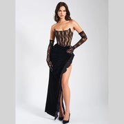Sexy Lace Velvet Patchwork Dress