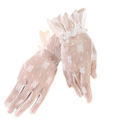 Chic Korean Style White Floral Lace Gloves
