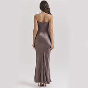 Slim Tube Top Long Party Dress - Bandeau Backless