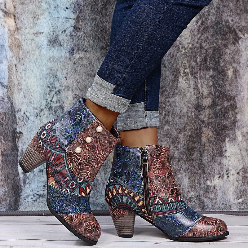 Chic Boho Patchwork Ankle Boots