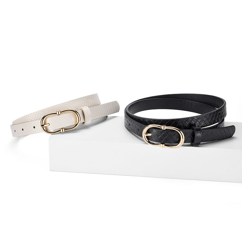 Simple And Versatile Snake Print Leather Belt