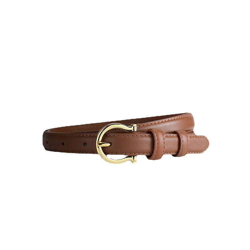 French Gold Buckle Genuine Leather Belt