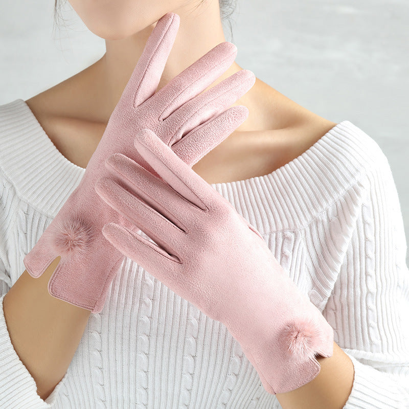 Sexy Suede Glove Warm Finger Gloves