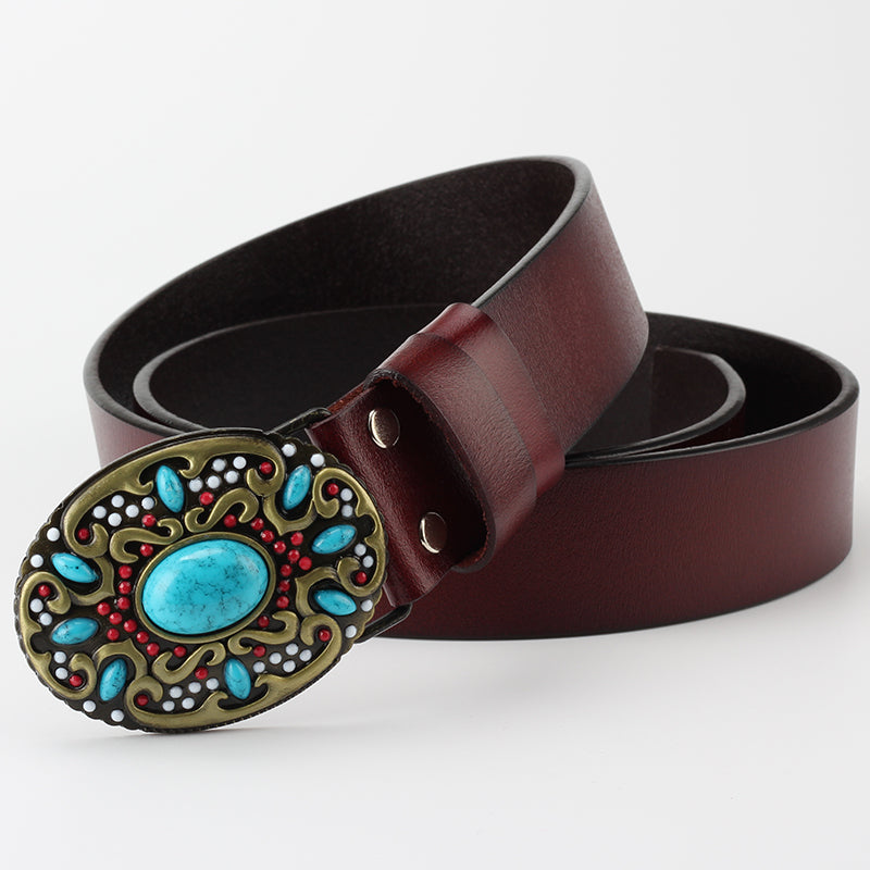 Bead Leather Decorative Belt