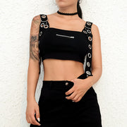 Black Tank Top - Cropped Unique Top