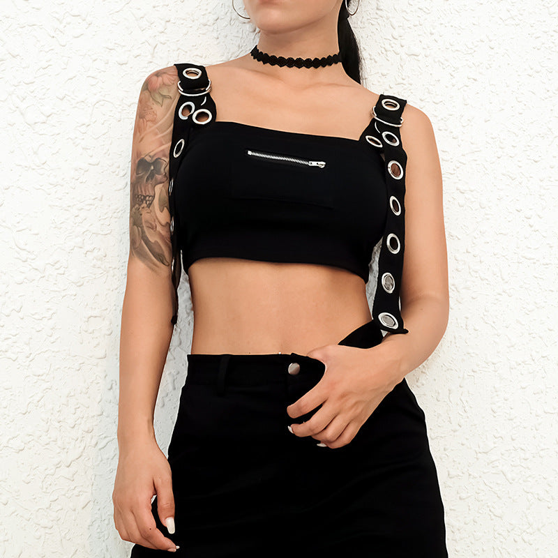 Black Tank Top - Cropped Unique Top
