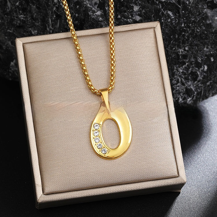 Diamond-Style-Encrusted English Alphabet Classic Necklace