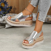 Glam Summer Sparkle Wedge Sandals Open Toe
