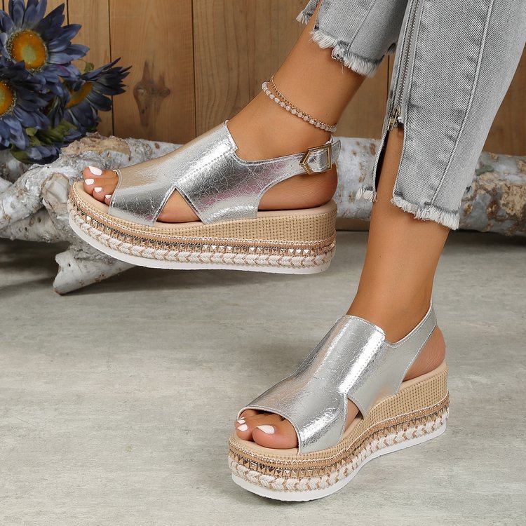 Glam Summer Sparkle Wedge Sandals Open Toe