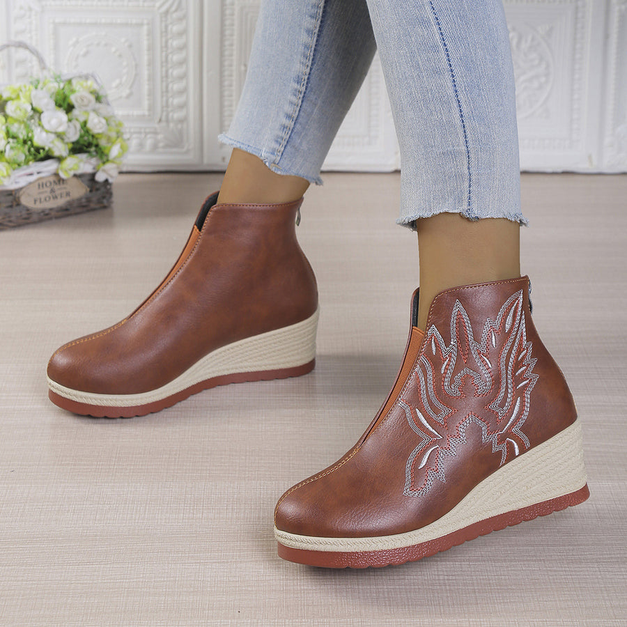 Glam Vintage Embroidered Ankle Boots