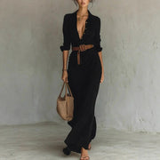 Irregular Unique Long Dress With Belt