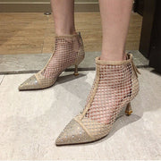 Chic Breathable Mesh Heel Boots