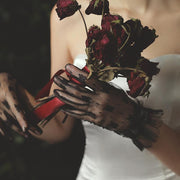 Chic Korean Style White Floral Lace Gloves