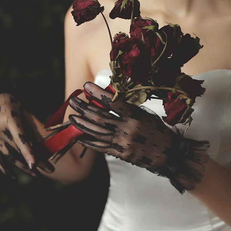 Chic Korean Style White Floral Lace Gloves