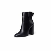 Glam Buckle Thick Heel Ankle Boots