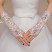Elegant Lace Rhinestone Gloves