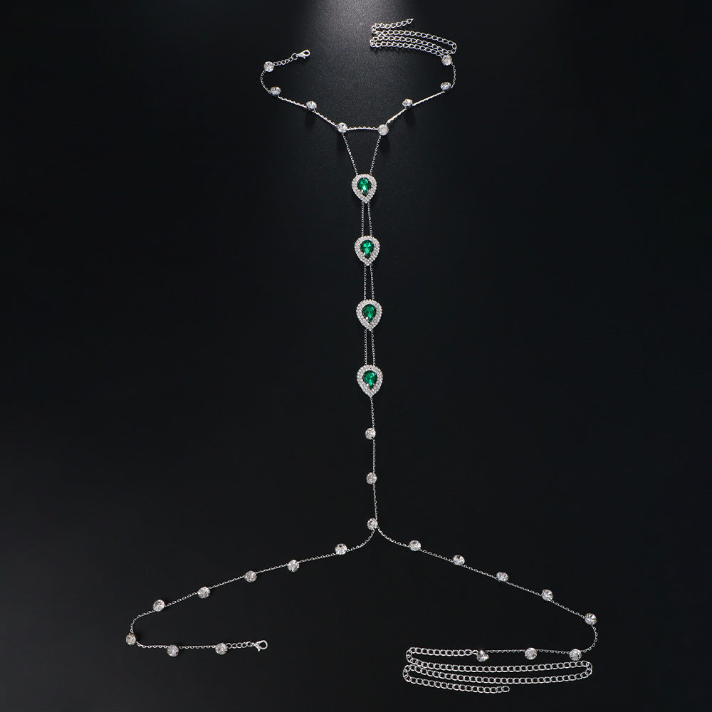 Chest Necklace + Body Chains with beautiful gem Rhinestone-encrusted Jewelry