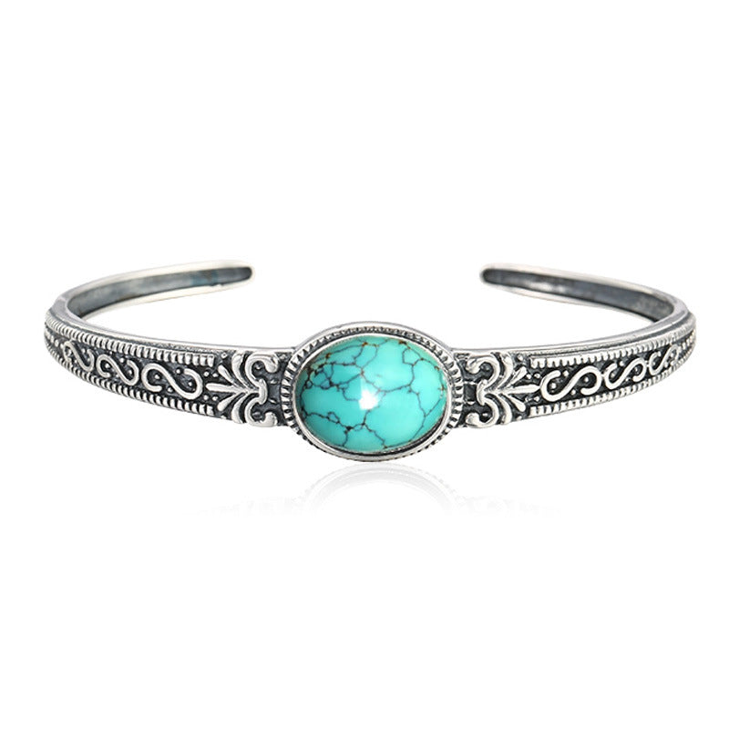 Silver Plated Retro with Turquoise Stone Bracelet
