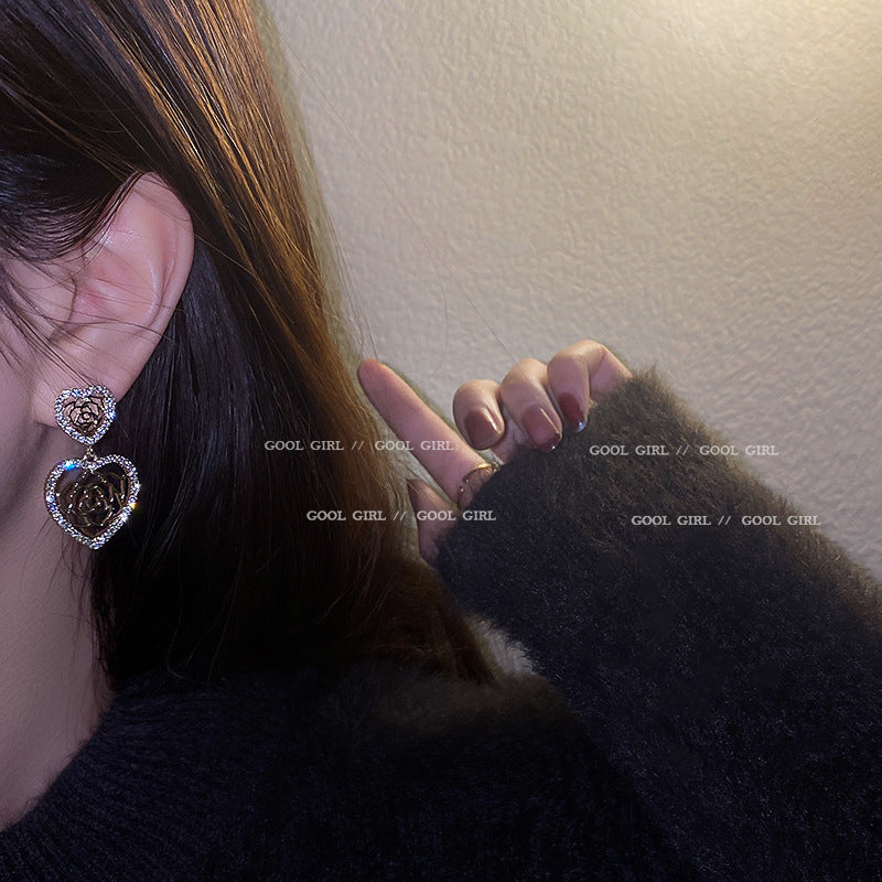 Heart-shaped Rose Earrings